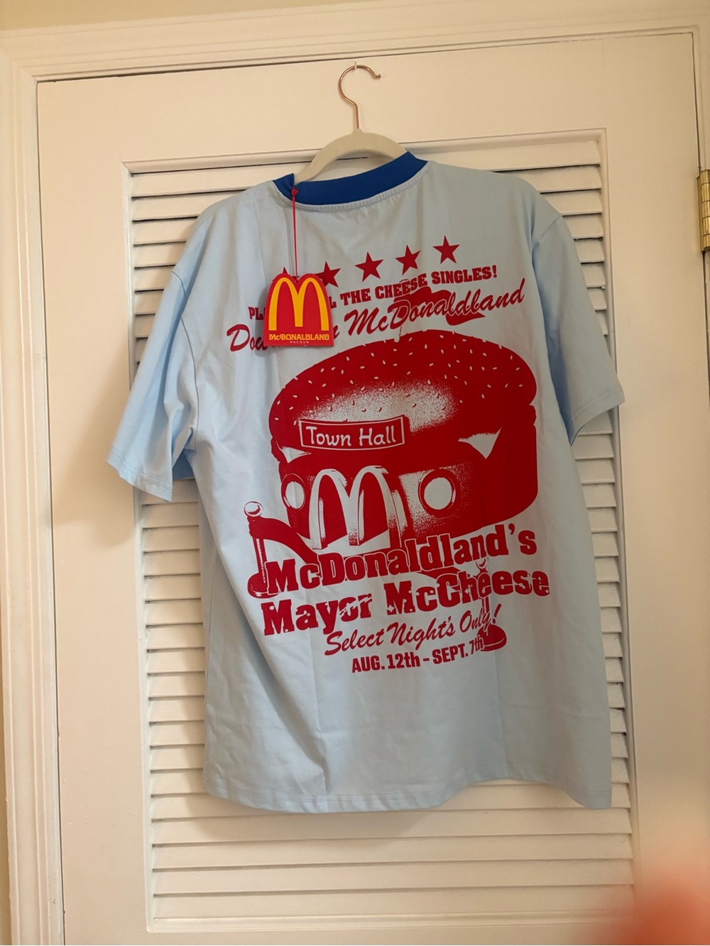 PacSun Light Blue Short-Sleeve Tee with Red McDonaldland Graphic Size L